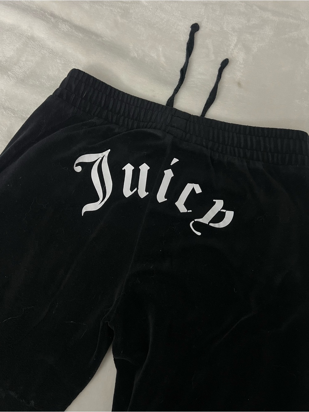 Juicy Couture Black Velour Jogger Shorts with White Logo